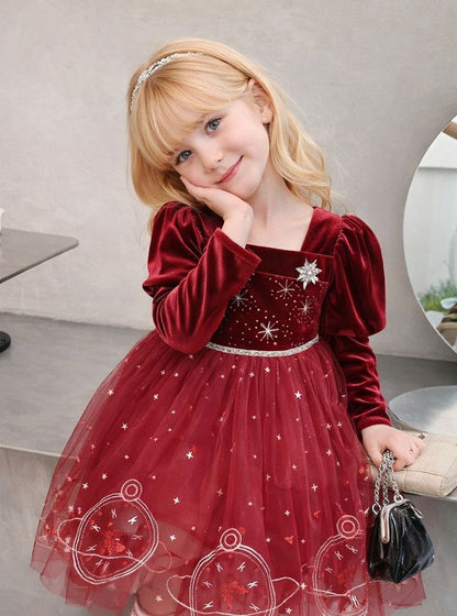 Children's Velvet Dress with Glitter