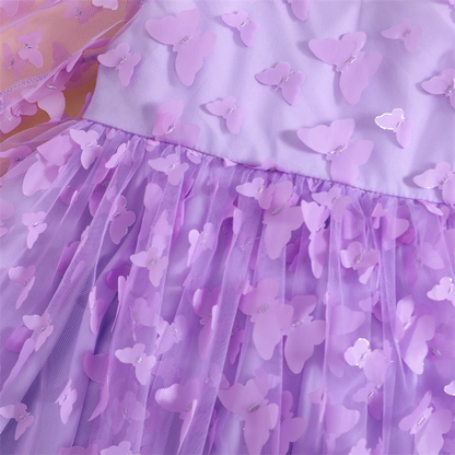 Vestido de bebé de manga larga con mariposas