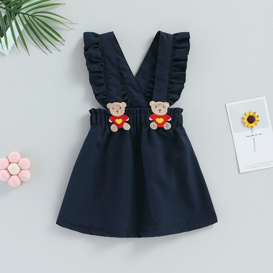 Vestido azul infantil con osos