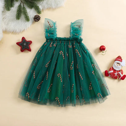 Vestido infantil de tul navideño 