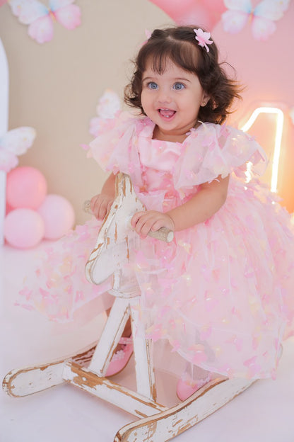 Vestido infantil de mariposa 3D 