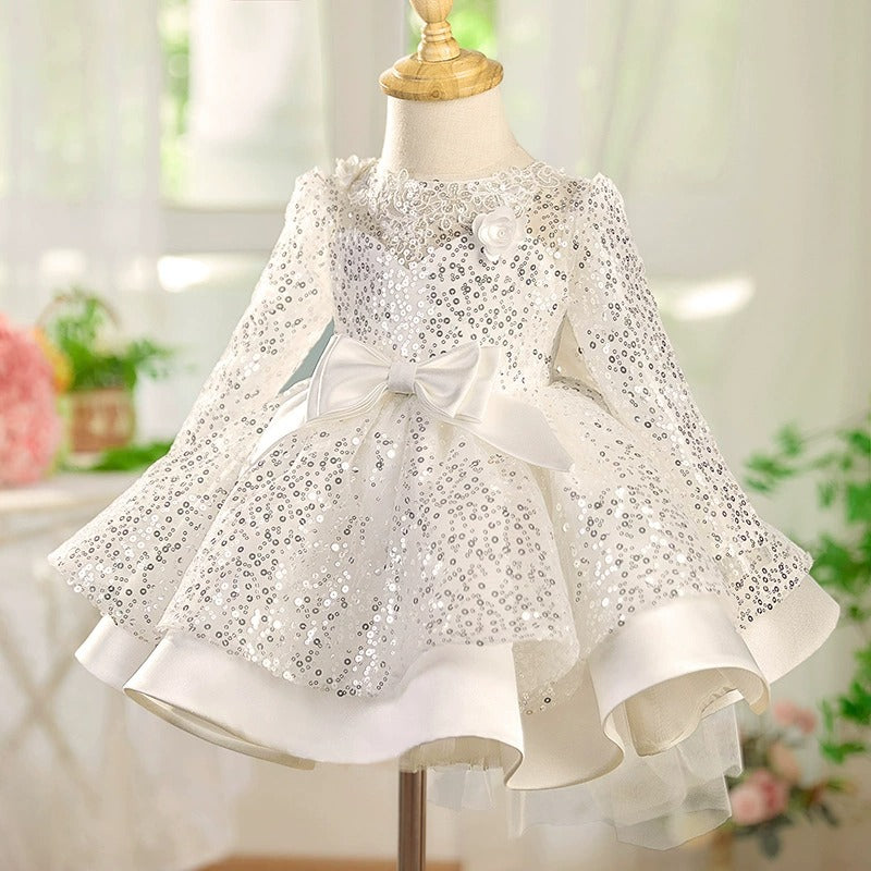 Sparkly Girls Party Dress with Bow