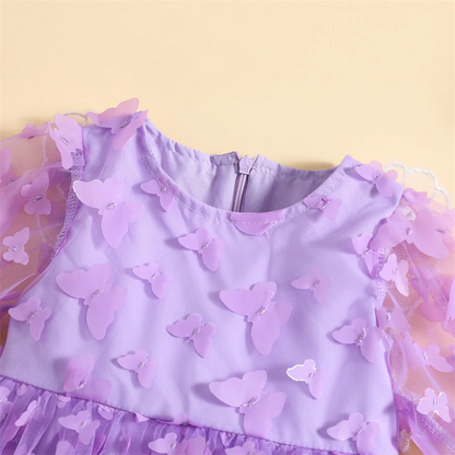Vestido de bebé de manga larga con mariposas