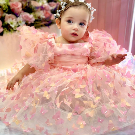 Vestido infantil de mariposa 3D 