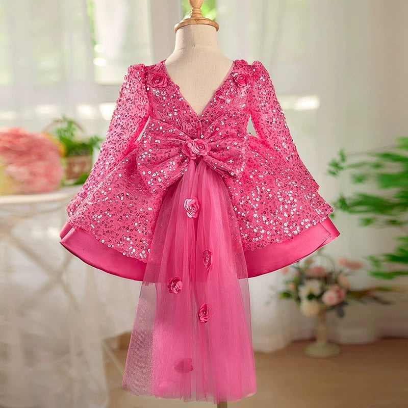 Sparkly Girls Party Dress with Bow