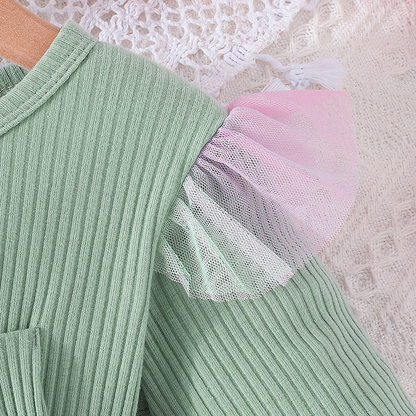 Vestido infantil con lazo y falda colorida