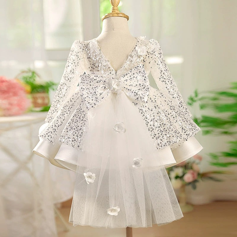 Sparkly Girls Party Dress with Bow