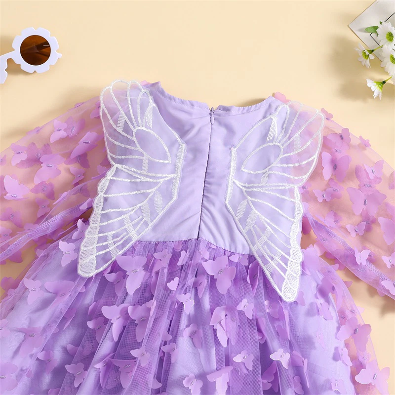 Vestido de bebé de manga larga con mariposas