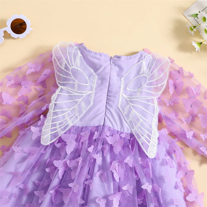 Vestido de bebé de manga larga con mariposas