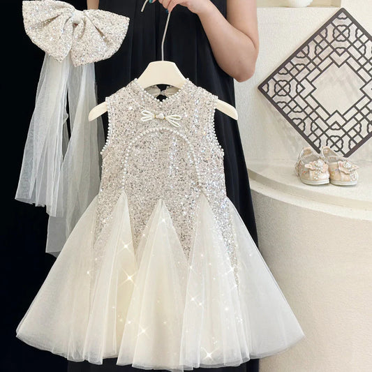 Children's Shiny Tulle Party Dress