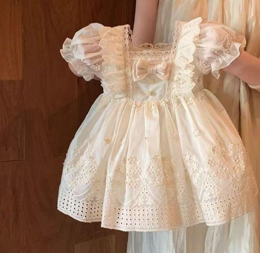Girls' Eyelet Dress with Bow