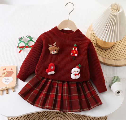 Girls’ Christmas Plaid Outfit