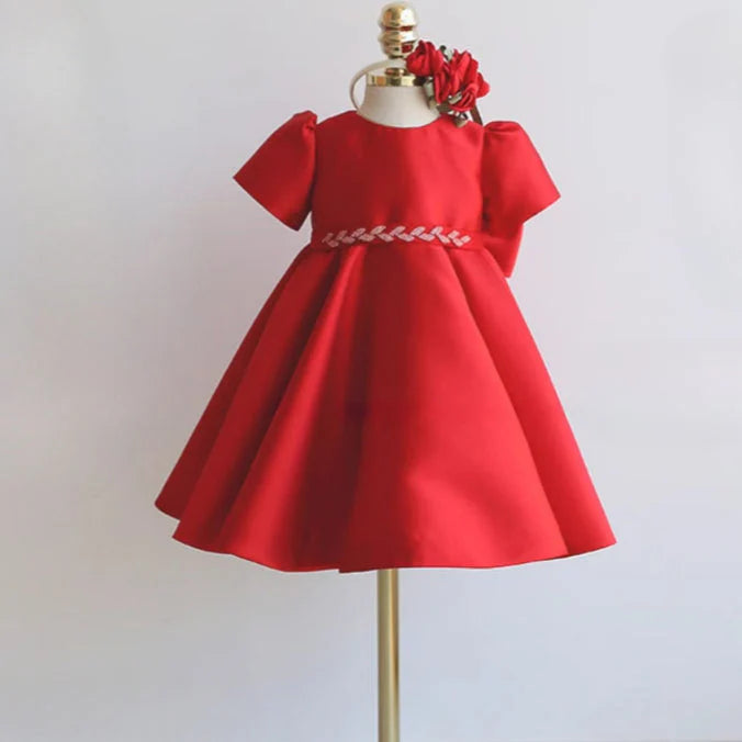Children's Satin Dress with Belt