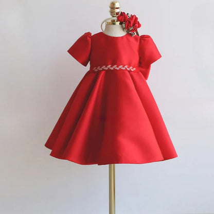 Children's Satin Dress with Belt