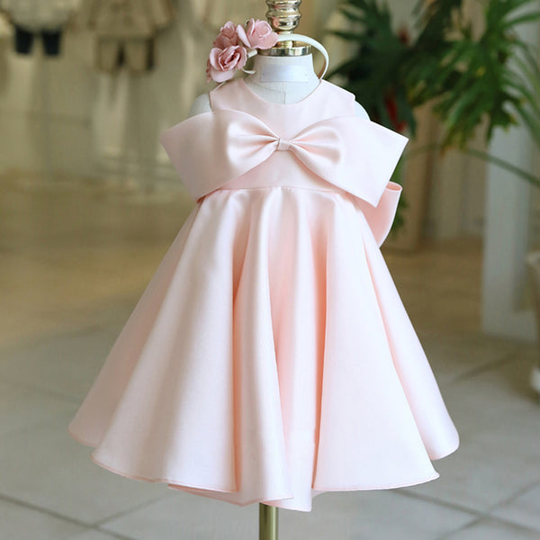 Vestido infantil con lazo rosa 