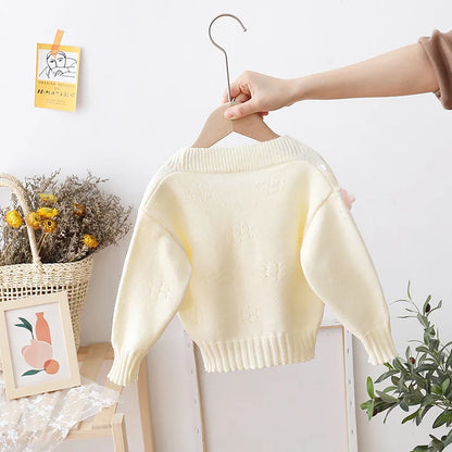 Cárdigan infantil con estampado floral de invierno 