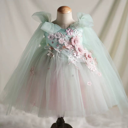 فستان حفلة للأطفال باللون الأخضر من Enchanted Garden 