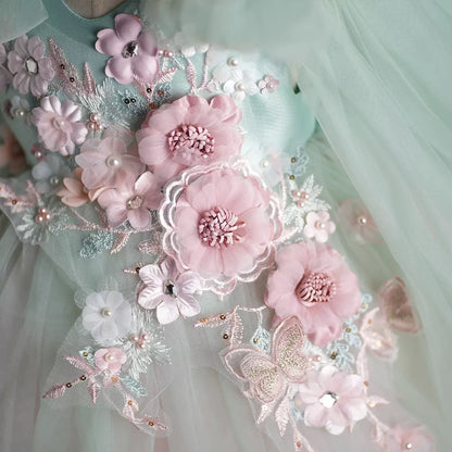 فستان حفلة للأطفال باللون الأخضر من Enchanted Garden 