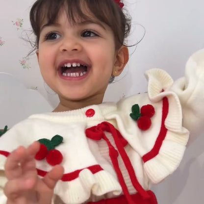 مجموعة طوق تريكو للأطفال بنقشة الكرز 