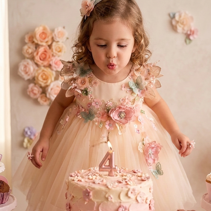 Children's Party Dress with Flowers