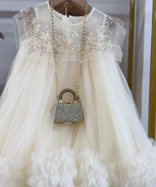 فستان أطفال بياقة مزينة بالزهور