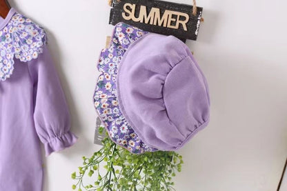 Mono floral para niña y gorro a juego 