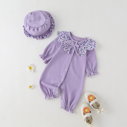 Mono floral para niña y gorro a juego 