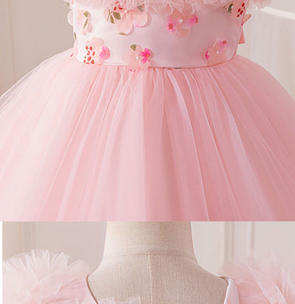 Puffy Children's Dress with Flowers