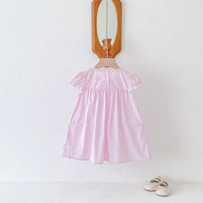 Children's Dress with Little Flowers and Ruffled Sleeves