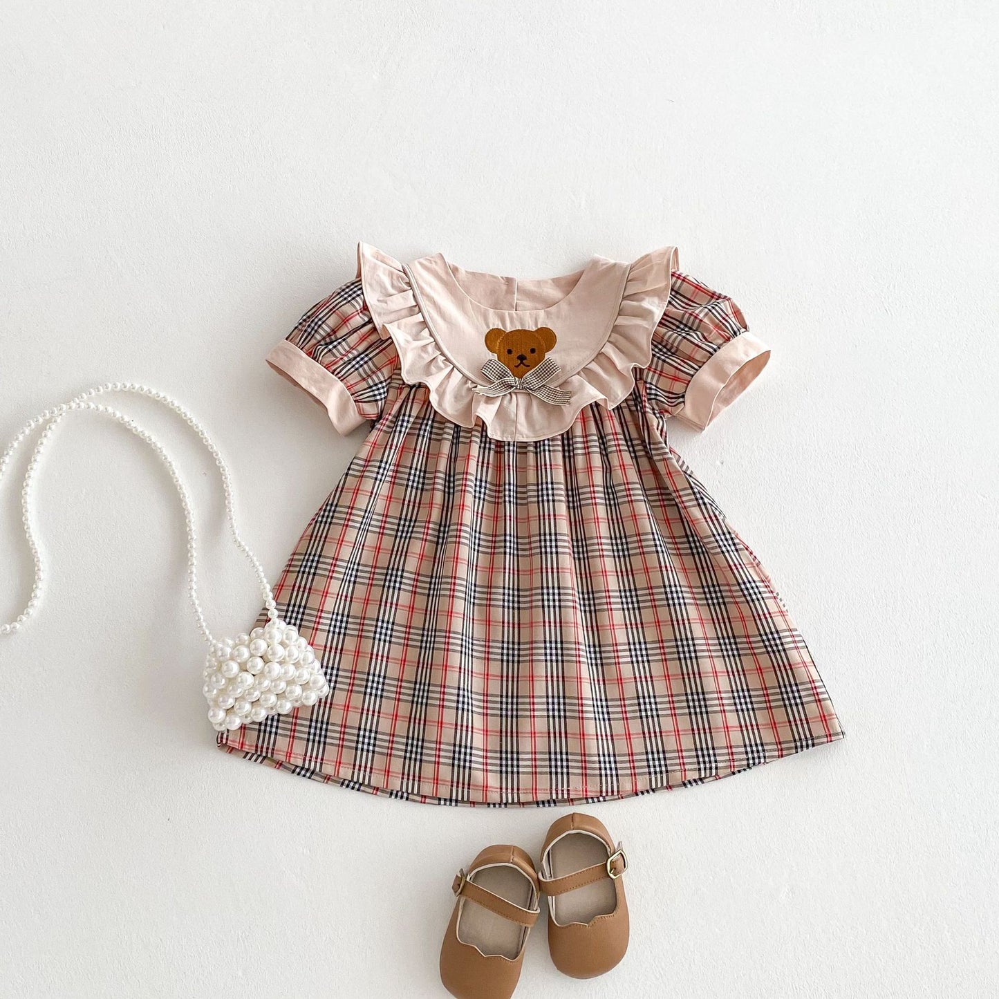 Children's Plaid Teddy Bear Dress