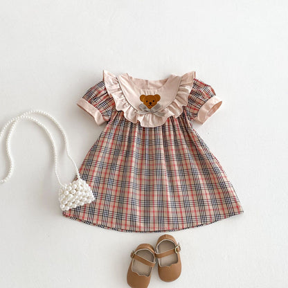 Children's Plaid Teddy Bear Dress