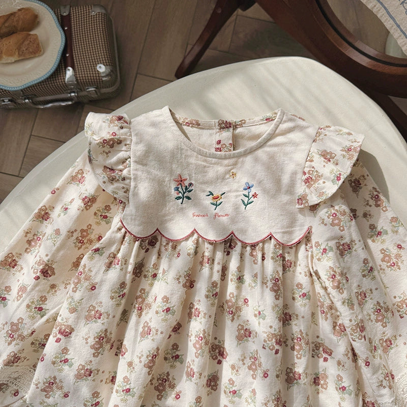 Children's Dress with Flowers and Ruffles