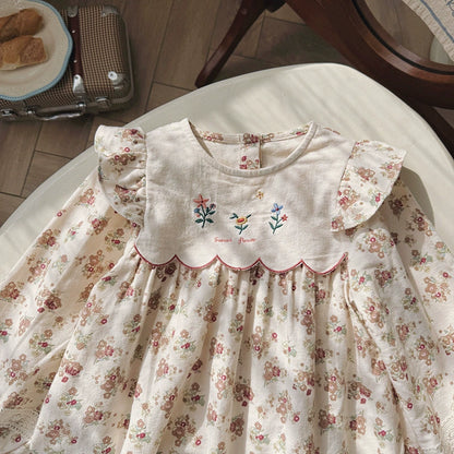 Children's Dress with Flowers and Ruffles