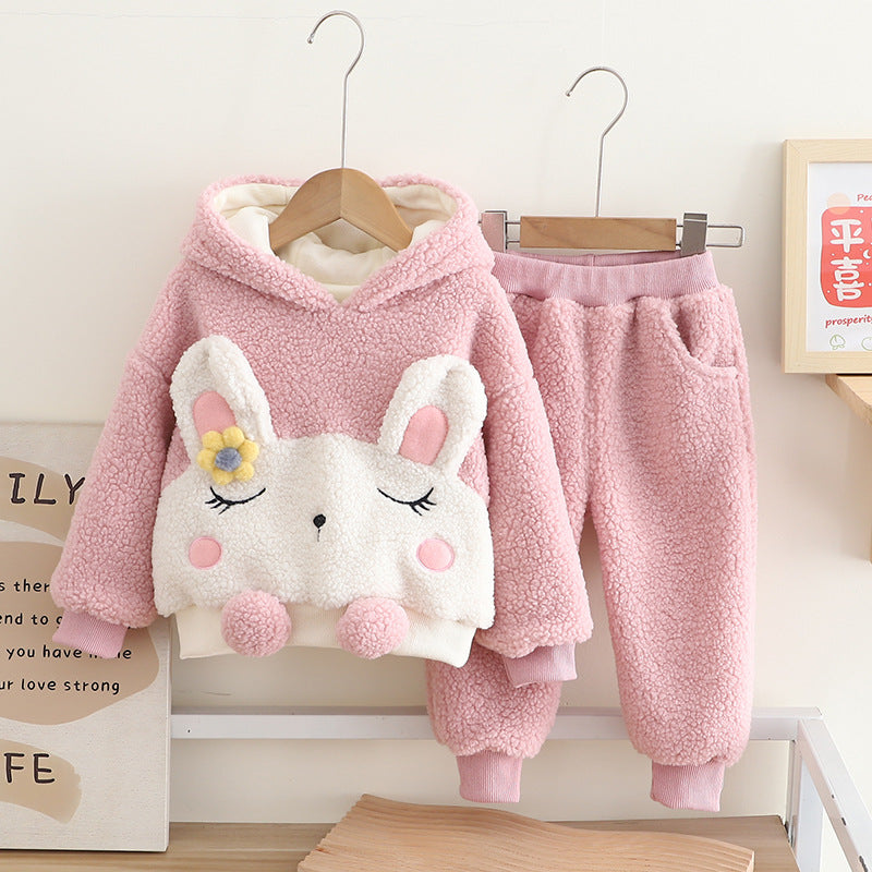 Conjunto infantil de invierno con gatito grueso para mujer 