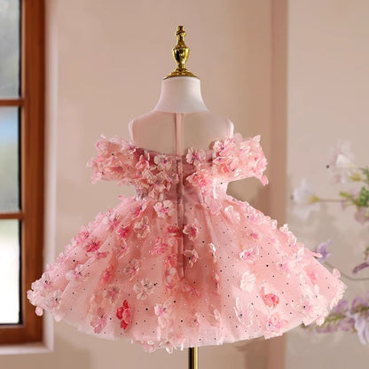 Children's Pink Flower Party Dress