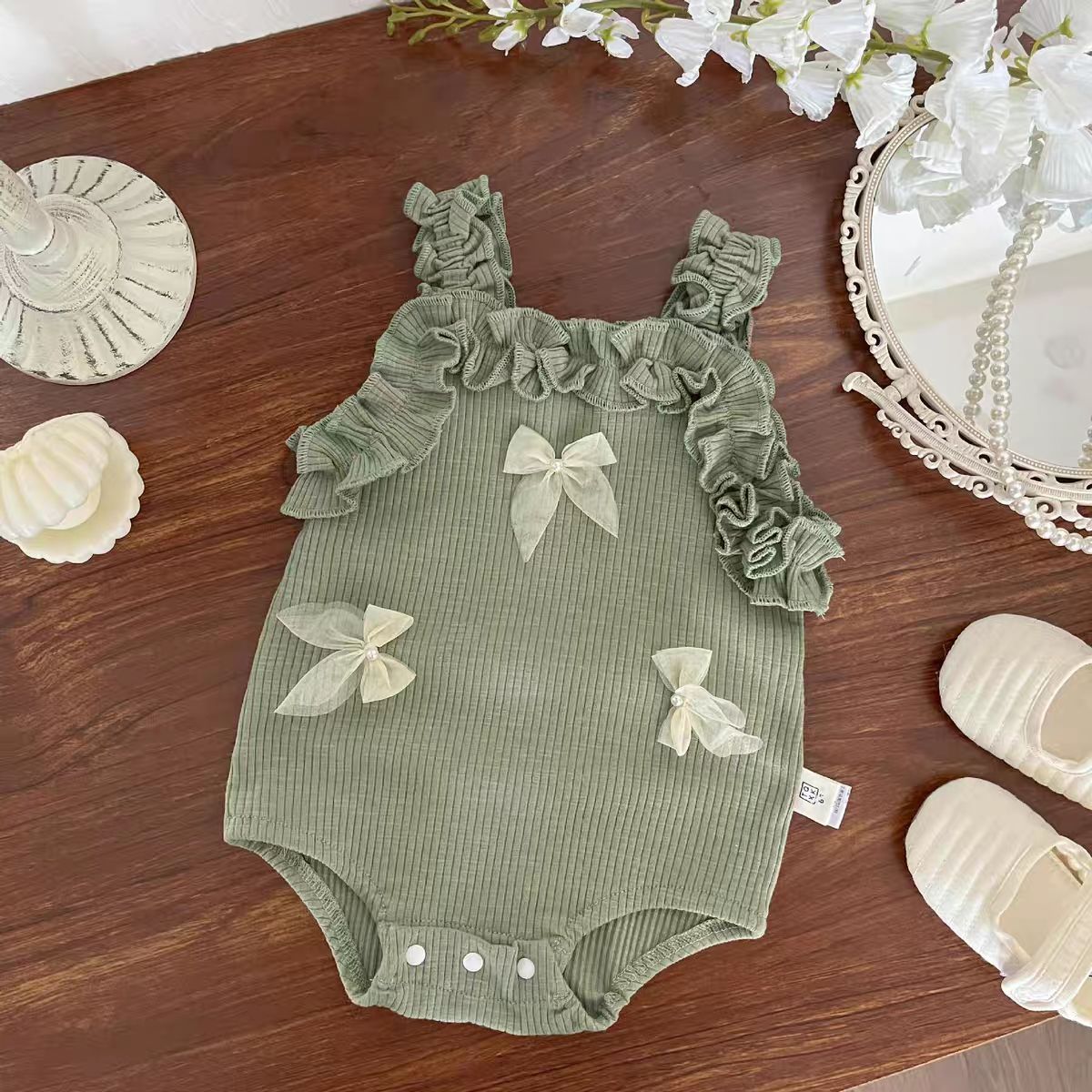 Baby Girl's Sleeveless Bodysuit with Little Bows