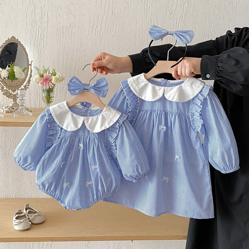 Body/ Striped Children's Dress with Bow