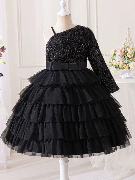 Shiny Black Children's Dress
