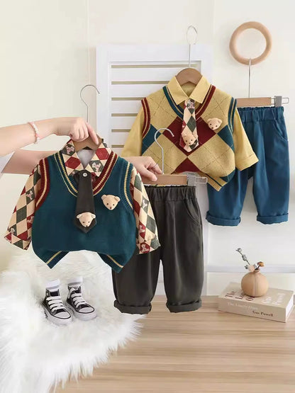 Children's Teddy Bear Set with Bow Tie