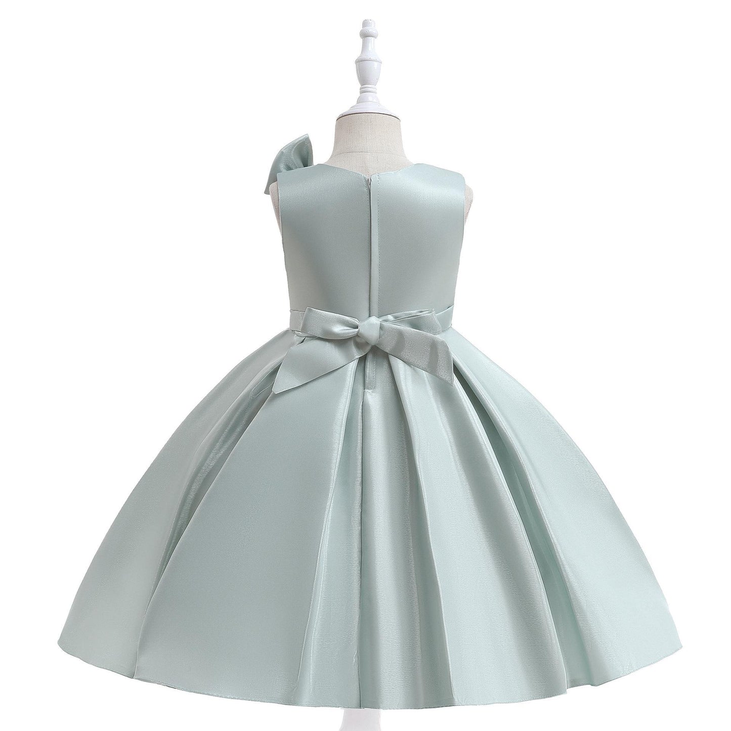 Vestido de fiesta infantil con flores y lazo 