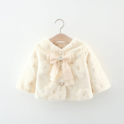 Abrigo floral con lazo para niña 