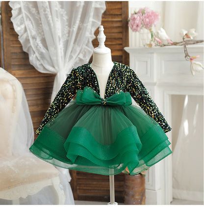 Children's Party Dress with Sparkly Bow
