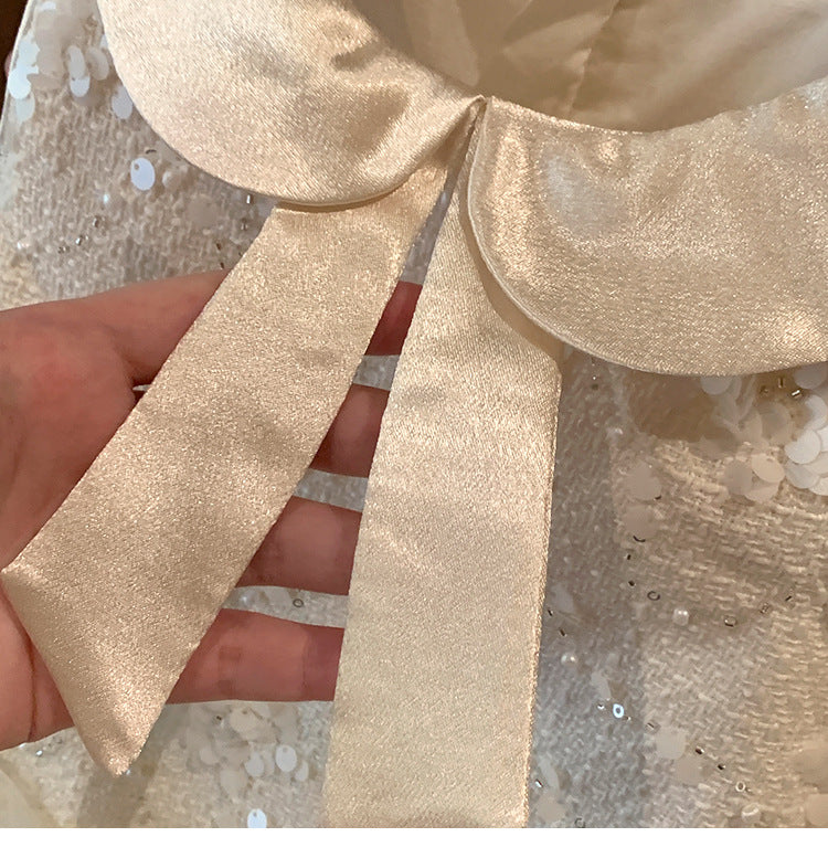 Dress with Embroidered Blouse and Ruffle