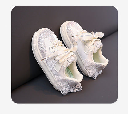 Children's Sneakers with Lace and Glitter