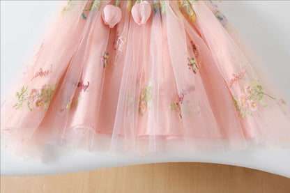 Vestido infantil con tulipanes florales 