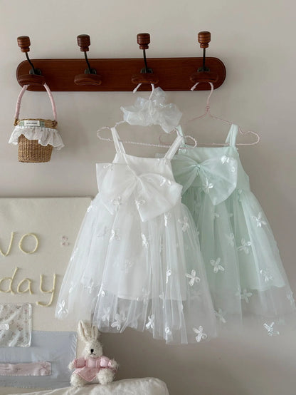 Children's Dress with Pleated Hem and Little Flower