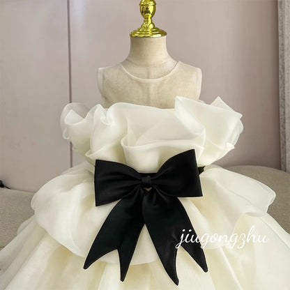 Childern Birthday Dress for Kids Girl Fashion Solid Flowers Princess Dresses