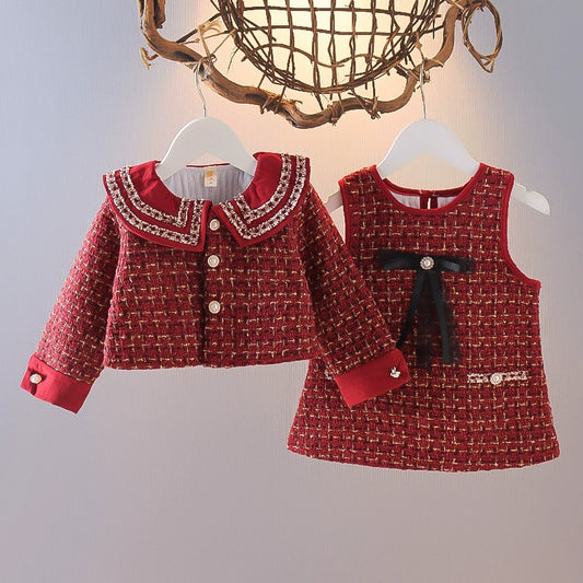 Red Tweed Girls' Set