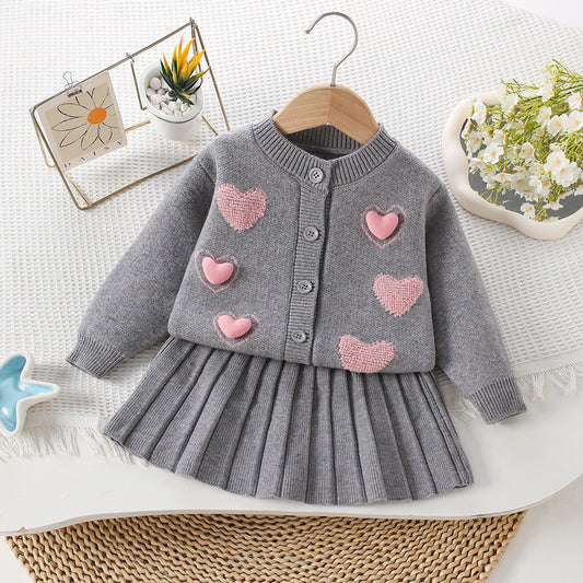 Children's Knitted Set with Hearts