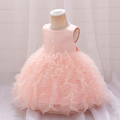 Vestido infantil de tul brillante 